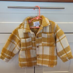 Zara Yellow and Cream Toddler Girl's Plaid Jacket